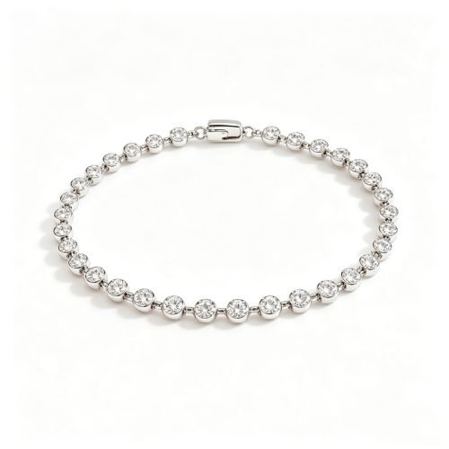 Pt950 Platinum 3.1ct Lab Grown Diamond Bubble Bracelet, Solo & Stackable for Daily & Party Occasions