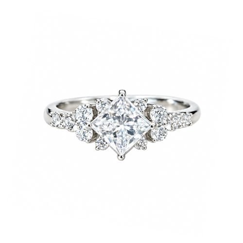 1CT Princess Cut Flower Shaped Diamond Ring, Luxury Sparkling Statement Ring for Proposals and Girlfriend Gifting