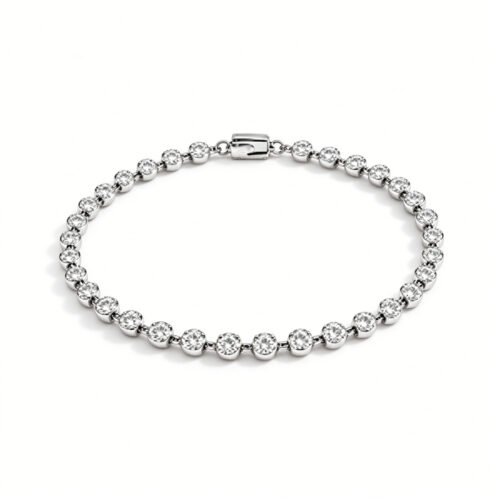 Pt950 Platinum 3.10ct Lab Grown Diamond Bubble Bracelet, Solo & Stackable for Daily & Party Occasions