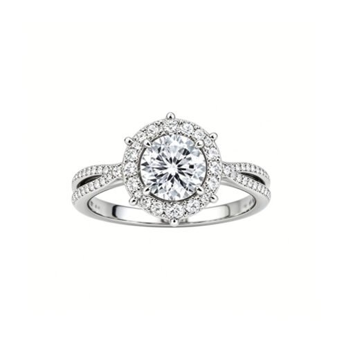 Pt950 Platinum Royal Manor 1.00ct Round Lab‑Grown Diamond Ring | Double‑Halo Engagement Ring For Proposal