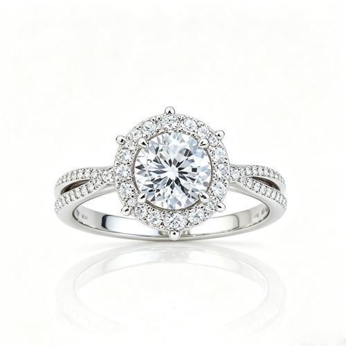 Pt950 Platinum Royal Manor 1ct Round Lab‑Grown Diamond Ring | Double‑Halo Engagement Ring For Proposal