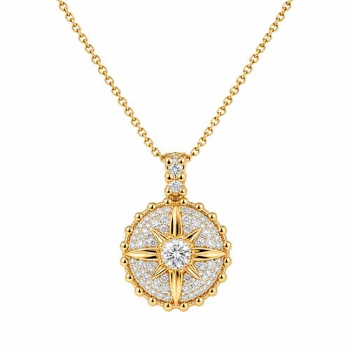 Vintage Exquisite Radiant Star‑Burst Pendant, 0.5CT Lab Grown Diamond Necklace for Daily Wear