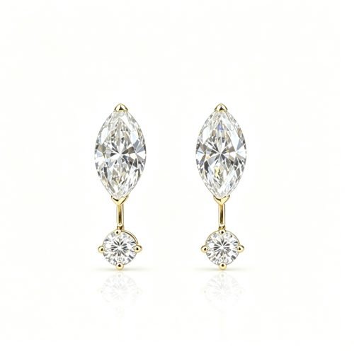 18K Gold Marquise‑Cut Lab‑Grown Diamond Drop Earrings,1.3CT Dangle Minimalist Luxury Earrings