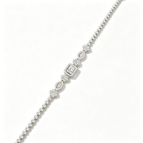 18K white gold vintage art‑deco bracelet set with 2.5ct total natural diamonds, perfect for formal occasions & gifting.