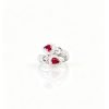 Pear‑Shape Ruby Bypass Ring Double Halo Diamond Interlocking Statement Ring