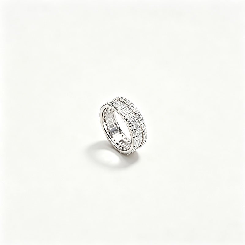 18K gold baguette full eternity unisex ring studio main product shot