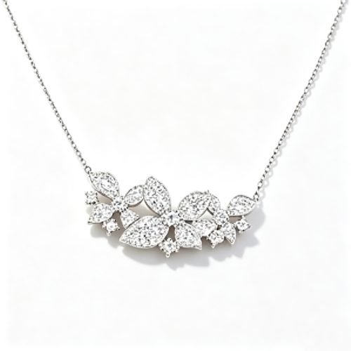 Shop luxury floral‑leaf diamond 3‑piece fine jewelry set. 0.5ct pendant,0.45ct ring,0.4ct earrings. Perfect for dinner party & Valentine’s Day gift for her.