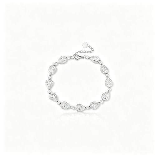 18K Gold 5CT Pear‑Shape Lab‑Grown Diamond Tennis Bracelet