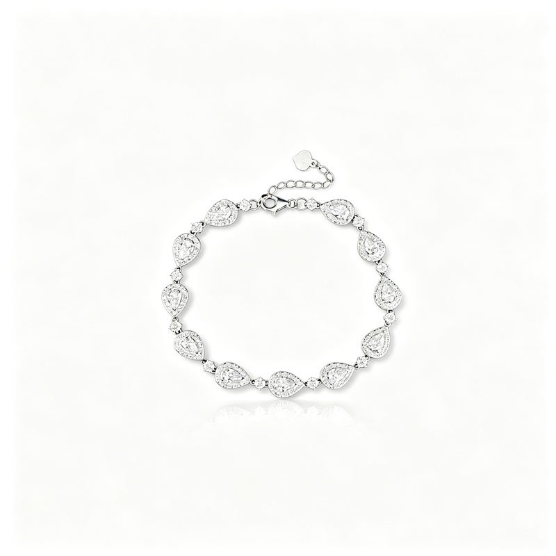 18K Gold 5CT Pear‑Shape Lab‑Grown Diamond Tennis Bracelet