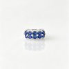 Double‑Row Ruby Sapphire Band Ring, Diamond Halo Wide Statement Ring for Women for Dinner Party Christmas