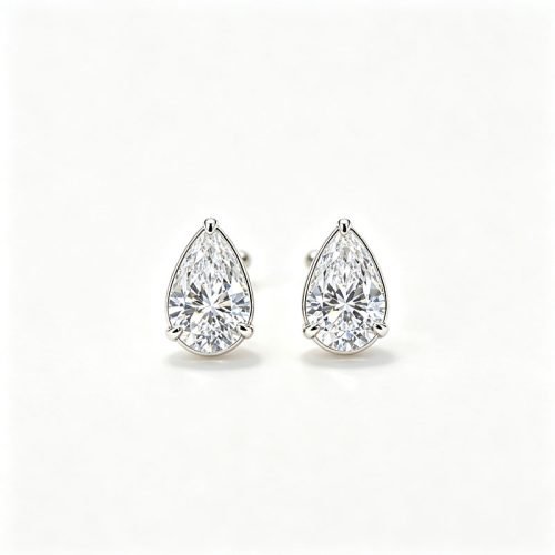 Pear‑cut lab grown diamond stud earrings 1CT 18K gold minimal fine jewelry