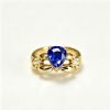 18K Gold Natural Pear‑Shape Cornflower Blue Sapphire Diamond Ring