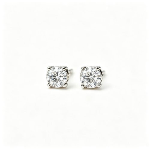 18K Gold Bull‑Head 1CT Total Lab‑Grown Diamond Stud Earrings, Classic Daily Wear