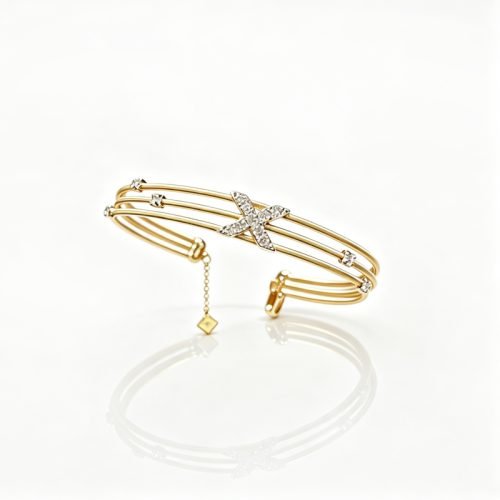 18K Gold Italian‑Craft Lab‑Grown Diamond Jewelry Set, 0.4ct Ring & 0.5ct Bracelet for Anniversary & Gala