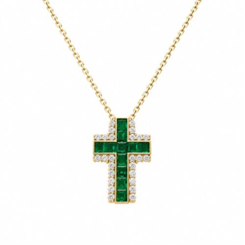 Large‑Size Cross Necklace, 1.90CT Center Stone 0.60CT Accent Stones Statement Necklace for Gifting & Evening Banquet