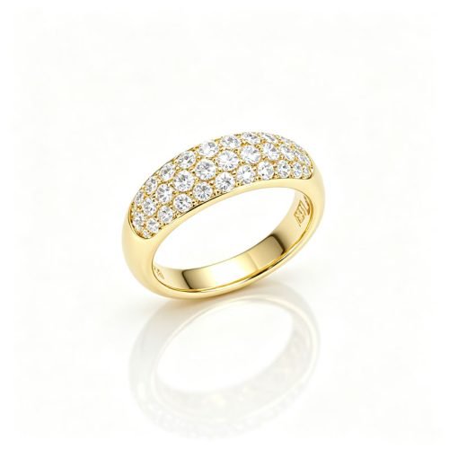 18K Gold 1ct Starry Pavé Lab‑Grown Diamond Ring, Brilliant for Banquets & Anniversary Occasions
