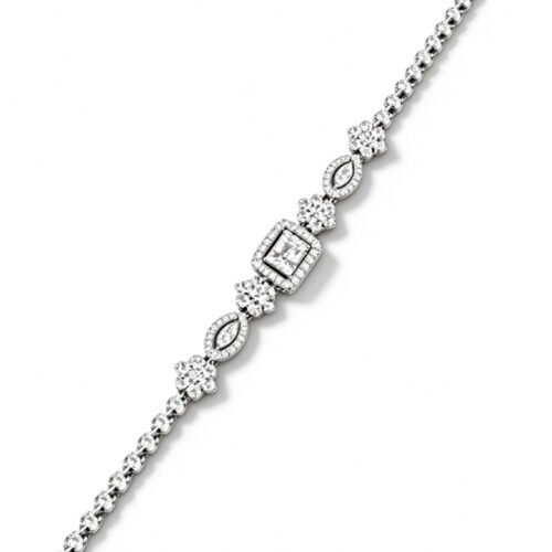18K white gold vintage art‑deco bracelet set with 2.50ct total natural diamonds, perfect for formal occasions & gifting.