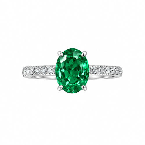 Solid 18K gold 1.10ct emerald ring with rich vivid green eye‑clean gem, minimalist lab‑grown diamond setting for versatile elegant wear.