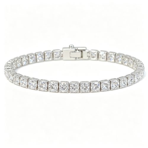8.42CT Cushion Lab‑Grown Diamond Tennis Bracelet,18K White Gold