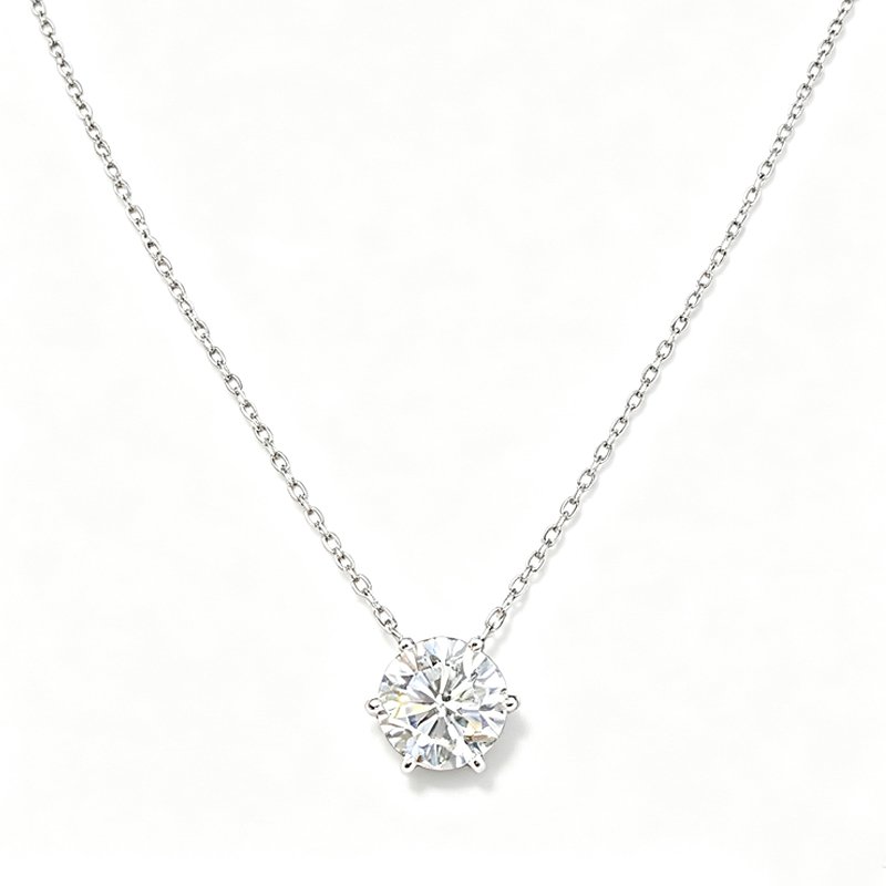 1 Carat Lab Grown Diamond Solitaire Necklace | PT950 Platinum 6‑Prong Pendant