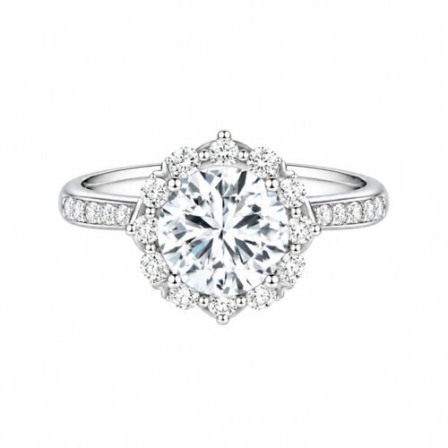 5CT Brilliant Halo Lab Grown Diamond Commitment Ring, Sparkling Statement Ring for Wedding Occasions