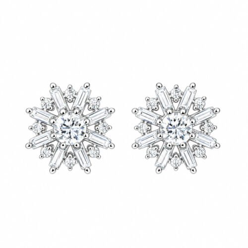 18K Gold Snowflake Lab‑Grown Diamond Stud Earrings,0.70CT Baguette Mixed Cut Starburst Earrings for Daily & Date Night
