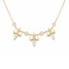 18K gold iris flower lab grown diamond necklace 1.3ct