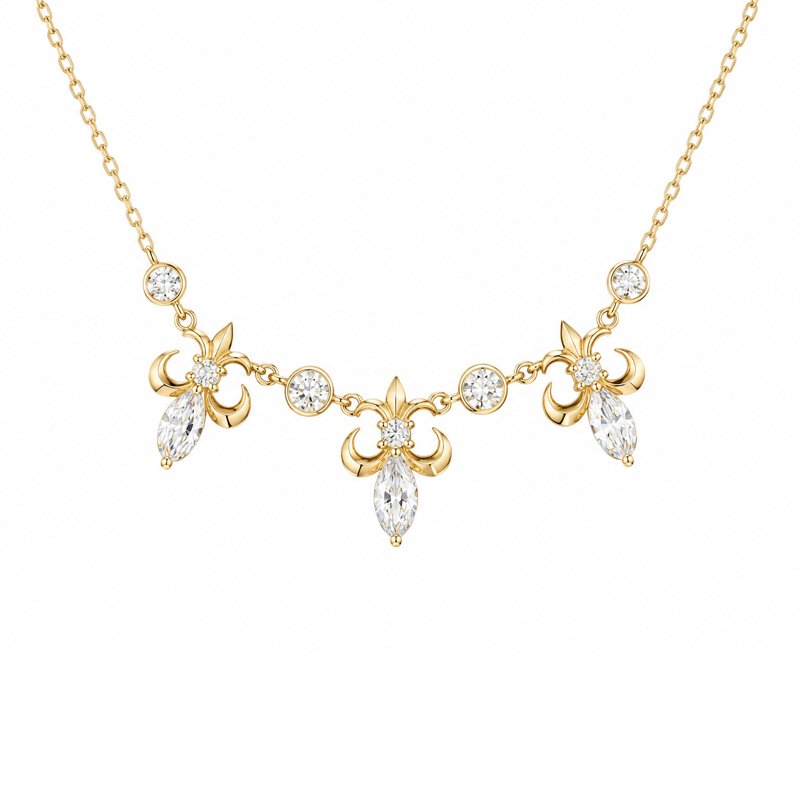 18K gold iris flower lab grown diamond necklace 1.3ct
