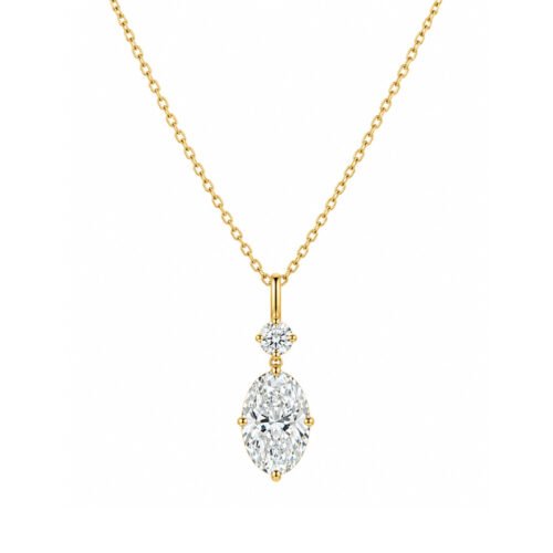 1ct Oval Lab‑Grown Diamond Pendant Necklace, 18K Gold. Smooth oval diamond with minimalist setting for commuting & daily occasions.