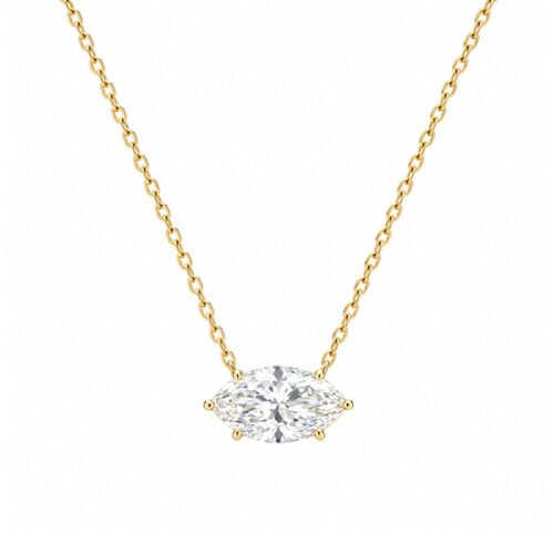 1CT marquise lab‑grown diamond necklace in 18K gold. Brilliant sparkle, elegant silhouette for daily and formal wear.