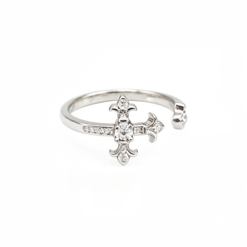 Gothic cross‑inspired 0.15ct diamond ring with fine detailed craftsmanship. Unique non‑mainstream design for edgy style girls.