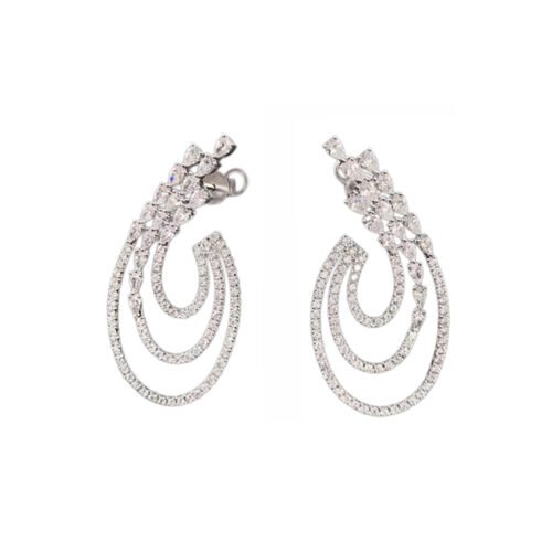 2.00ct full pave diamond spiral drop earrings. Unexpected beauty that captures attention. Ideal for evening & party.