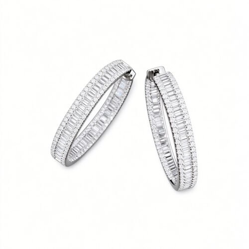 1.75ct total natural tapered baguette diamond earrings with brilliant sparkle. Ideal statement jewelry for weddings, parties & formal banquets.