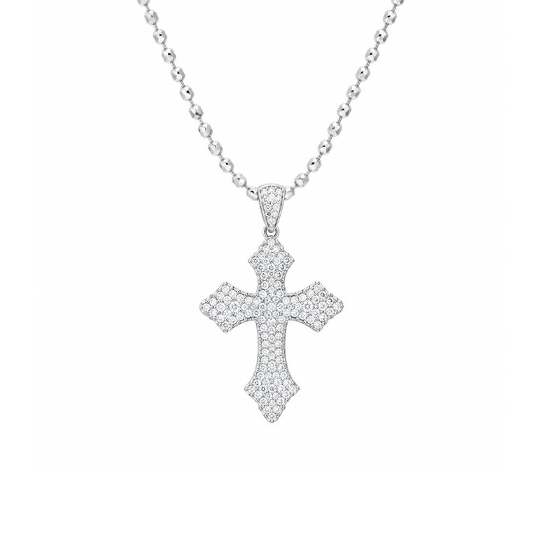 1.00ct Pavé Cross Pendant Necklace