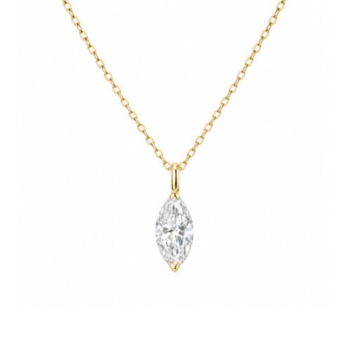 Women’s 1‑carat marquise‑cut lab‑grown diamond Necklace, versatile and unique, perfect for daily commute wear