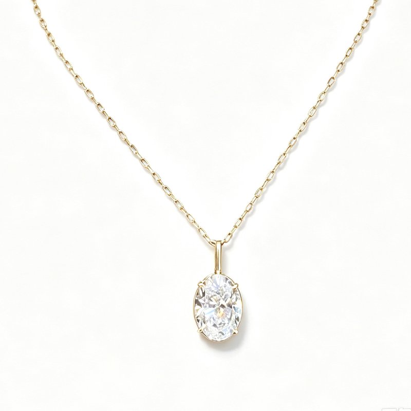 1CT Oval Lab‑Grown Diamond Solitaire Pendant