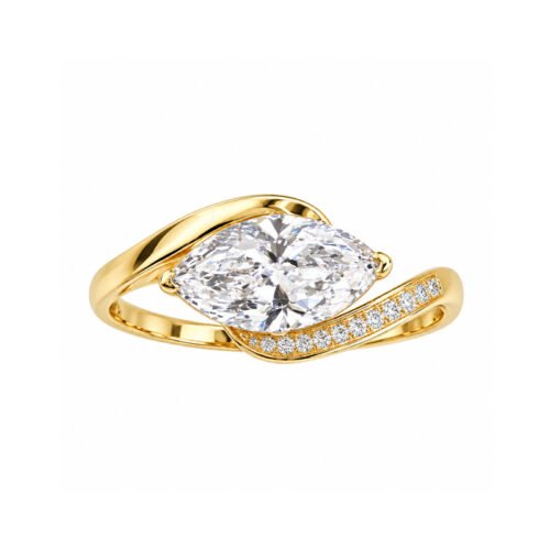 1 Carat Marquise Lab-Grown Diamond Ring in 18K Gold | Sculptural Modern Bridal Ring for Everyday Elegance