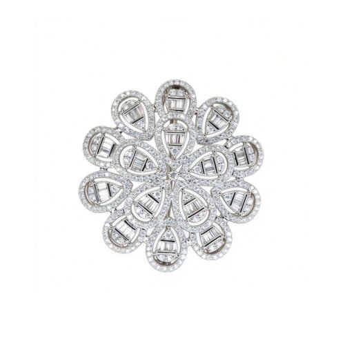 1.55ct Natural Diamond Flower Brooch