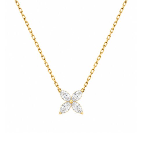0.40ct Lab Grown Diamond Clover Necklace in 18K Gold