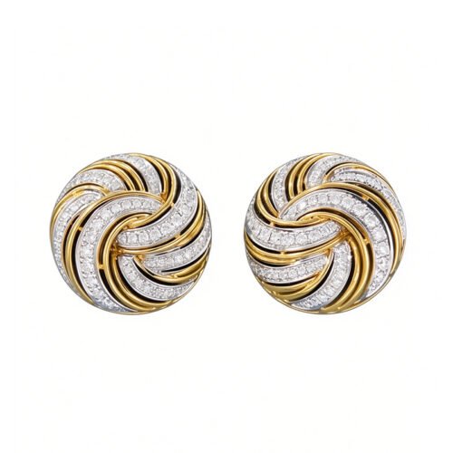 0.50ct Main Stone, Modern‑Luxury 3D Round Women’s Stud Earrings