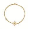18K yellow gold four-leaf clover bubble pig nose bracelet, 0.30ct natural diamond inlay, vintage luxury fine jewelry